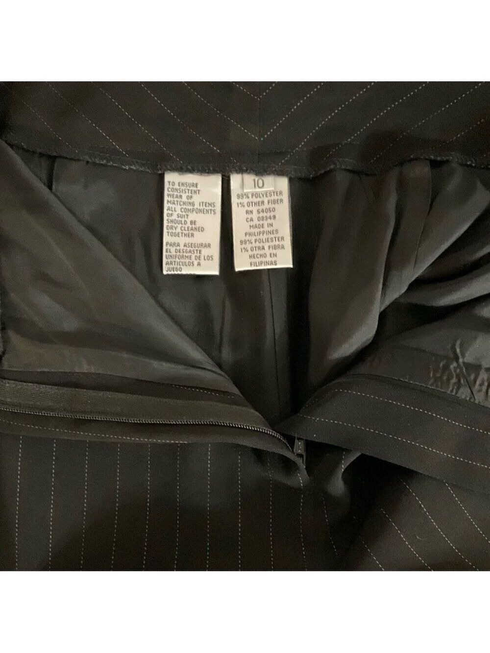 Jones New York Women Black Pinstripe Suit Jacket Pants Set Size 10 - Picture 6 of 6